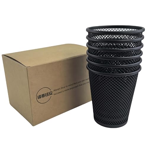 Fengtaiyuan Metal Mesh Pen Holder, 6-Pack, Wire Mesh Desk Organizer, Multifunctional Pen Cup for Office, Home, School, Rust-Resistant & Sturdy Desk Accessory (T16)