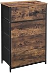 SONGMICS Dressing, Tour de commode de rangement avec 5 Tiroirs en tissu, Unité de commode, pour Hallway, Chambre, Rustique Brown et Classic Black ULGS45H