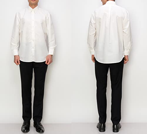 Omegatux Men's White Microfiber Tuxedo Dress Shirt Laydown Collar, Non Pleat (17.5-39) #TOP3