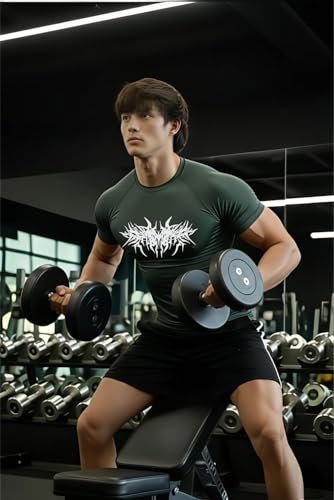 Image of Men Polyster Lycra Printed Half Sleeves Compression T-Shirt for Gym