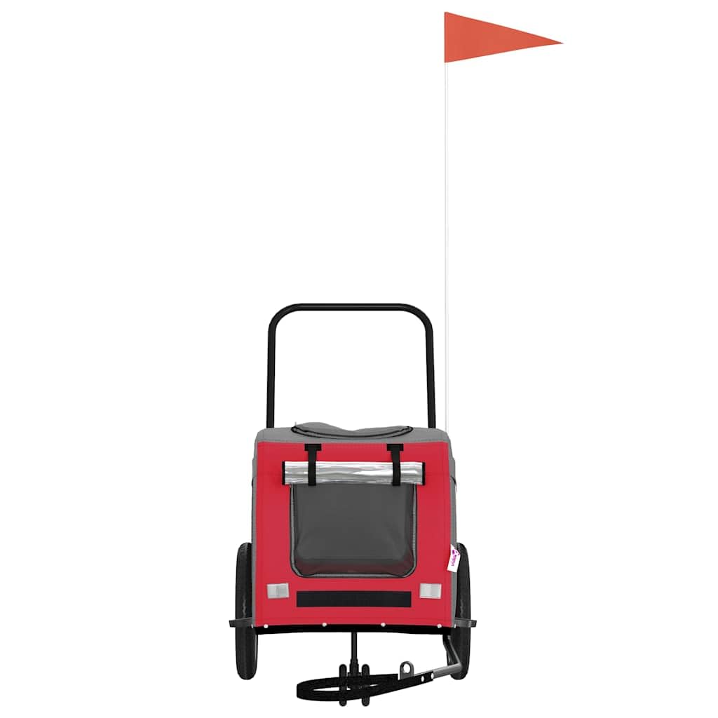 Fahrradanhänger für Haustiere Rot und Grau 124,5 x 63,5 x 53 cm für Hunde, Katzen