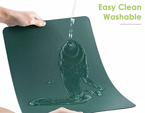 Lucas Forest Heat Resistant Pu Leather Kitchen Placemat Set Of 4, Easy Clean Table Protector Mat Waterproof Wipeable Square Plastic Patio Pad #TOP1