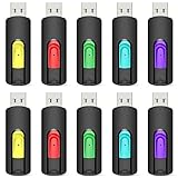 Aiibe 128GB Flash Drive 10 Pack 128GB Thumb Drive USB Drive USB 2.0 Memory Stick Jump Drives for PC Laptop (Red Green Cyan Yellow Purple)