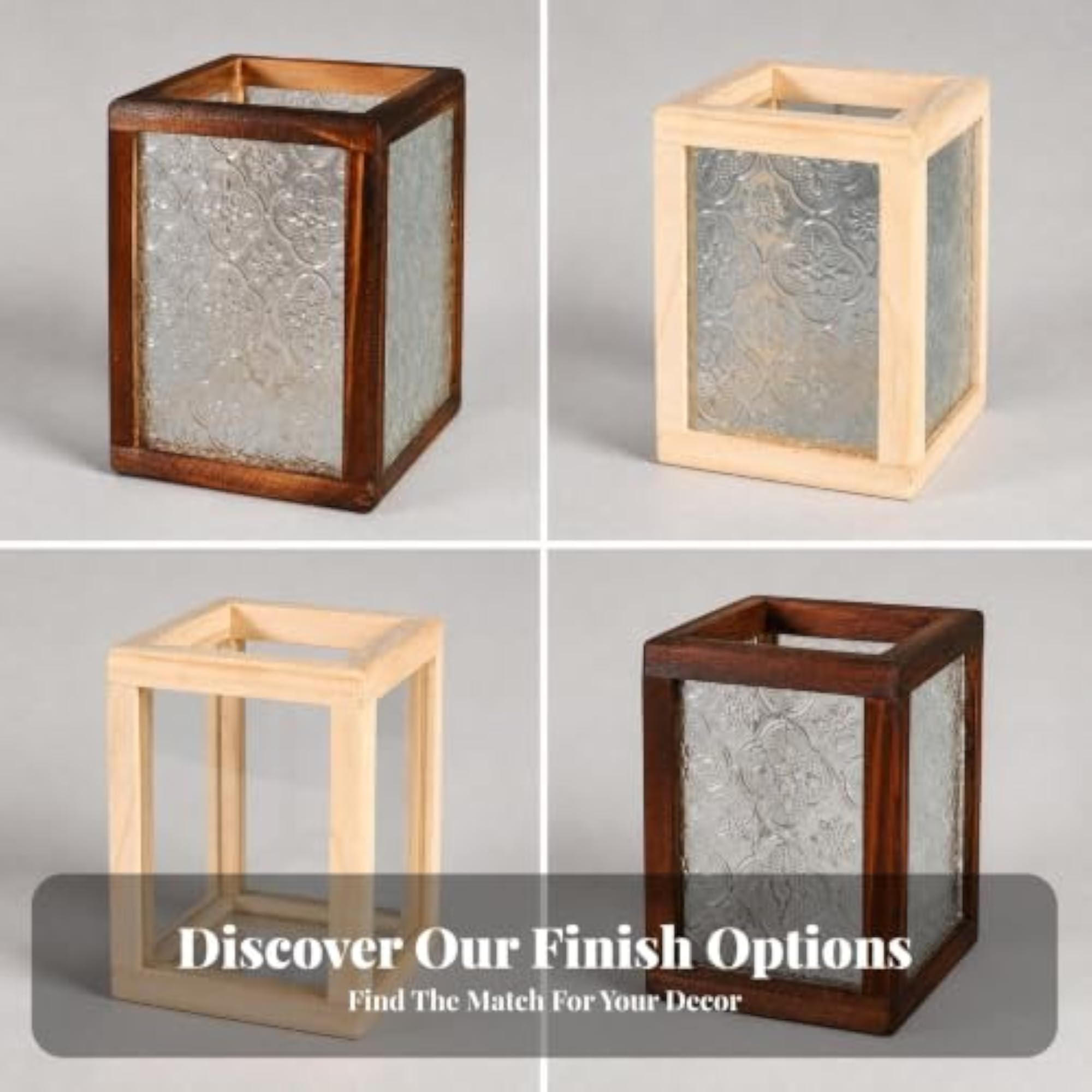 Rectangular Glass Side Storage Container with Wood Frame