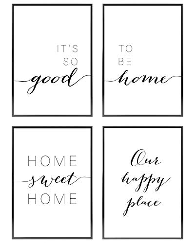 Heimlich Cuadros Decorativos - Decoración Colgante para Paredes de Sala, Dormitorios y Cocina - Arte Mural a Juego Hogar y Oficina - 4 x A3 (30x42cm) | Sin Marcos u00bbHome u00ab