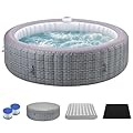 BTMWAY 82" Inflatable Hot Tub for 4-6 People, 130 Soothing Bubble Jets Portable Ourdoor Spa, Smart Heating up to 104°F, with Insulated Cover & PE Floor Mat, 110-120V Input