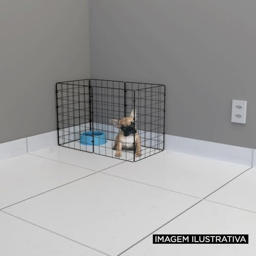 Cercado para Cachorros Dobravel 40cm Altura Pequeno Porte 6 Tela Aramada Preto Pet Cercado Móvel Por