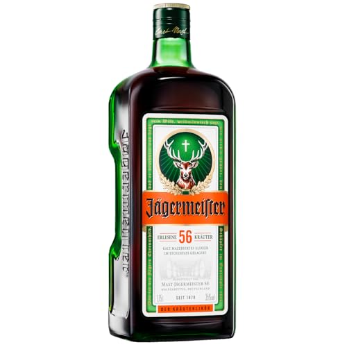 Jägermeister – 1 x 1,75l Premium Kräuterlikör 35% Vol. - Integrierte Ausschankhilfe für den perfekten Shot – 56 erlesene Kräuter – Im Eichenfass gelagert – Das Original aus Wolfenbüttel