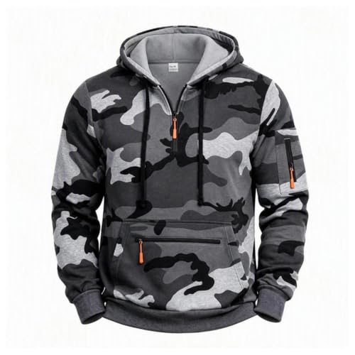 LGHLMCL Camo Hoodie Fleece Quarter Zip Pullover Tactical Hoodies for Men - image 3
