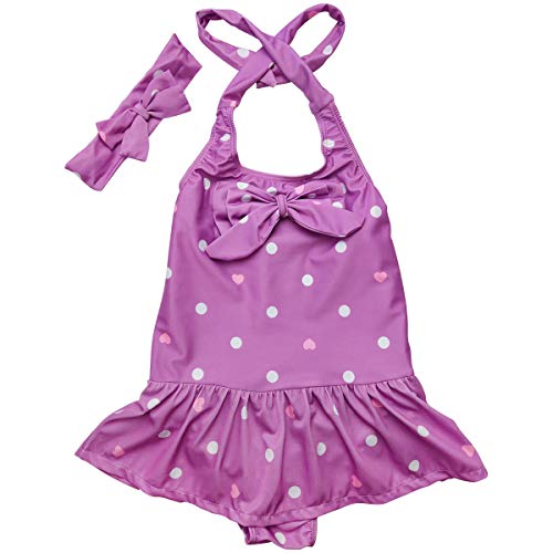 Image of Jastore Girls Swimwear One Piece Swimsuits Beach Wear with Headband