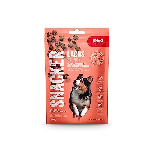 MERA Snacker Lachs (1x200g), getreidefrei, softe Hundeleckerli für Training oder als Snack, herzhafte fleischige Leckerlies für alle Hunde