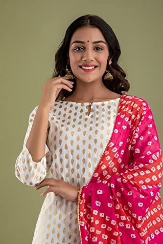 Image of FAADDICTION Women's Rayon Printed Straight Kurti with Palazzo Pant & Dupatta Set