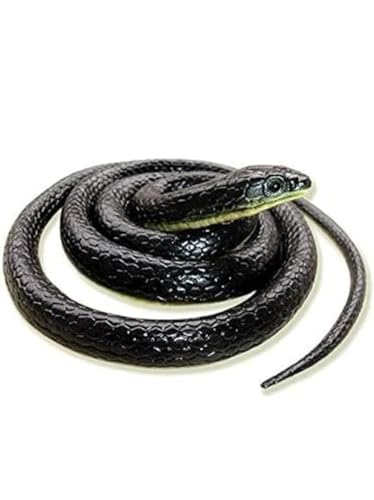 Image of KRySt Brown Lizard and Black Snake Combo Toys | Real Looking Rubber Lizard Toy | Original Look Chipkali Toy | Chipkali and Snake Prank Toys for Kids and Adults (1Pack Snake)