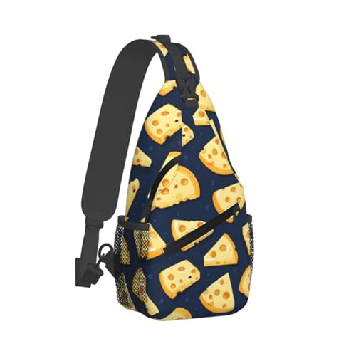 Sac à bandoulière réglable avec imprimé fromage ludique pour homme et femme