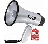 PYLE-PRO Portable Megaphone Speaker Siren Bullhorn - Compact and Battery Operated with 20 Watt Power, Microphone, 2 Modes, PA Sound and Foldable Handle for Cheerleading & Police Use-PMP23SL (Silver)