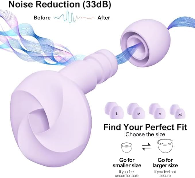 Image of LYSIAN High Fidelity Concert Ear Plugs, 23dB Noise Reduction Musician Earplugs for Concerts, Festivals & Raves, Reusable Soft Earplugs with Aluminum Case, 1 Pairs, Purple
