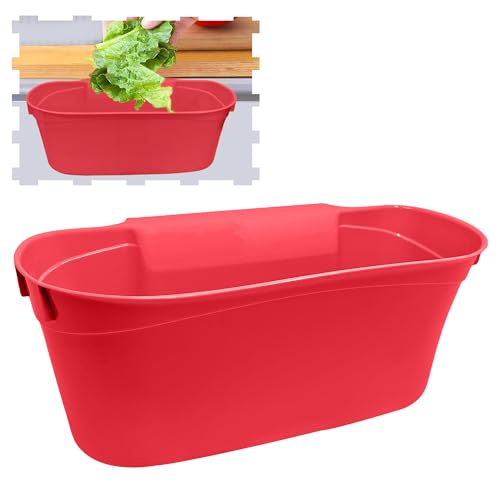 plastific Kitchen over Cabinet Drawer Door Basket Hanging Attach a Trash Waste Bin Box (31 x 17.5 x 13cm) (Fuchsia)