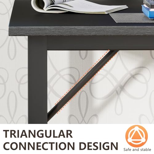 Image of BestOffice Computer Desk,Home Office Desk, Modern Simple Style for Home Office Study Writing (Black, 55 Inch)