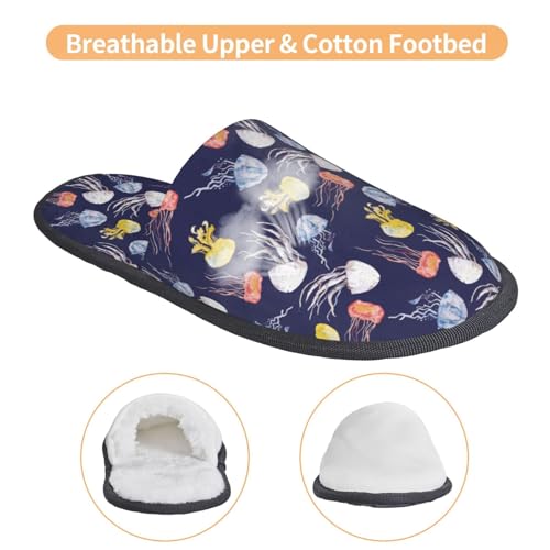 Colorful Jellyfish Print House Slippers For Women And Men,Soft Slippers With Memory Foam,Non-Slip Indoor Home Shoes3