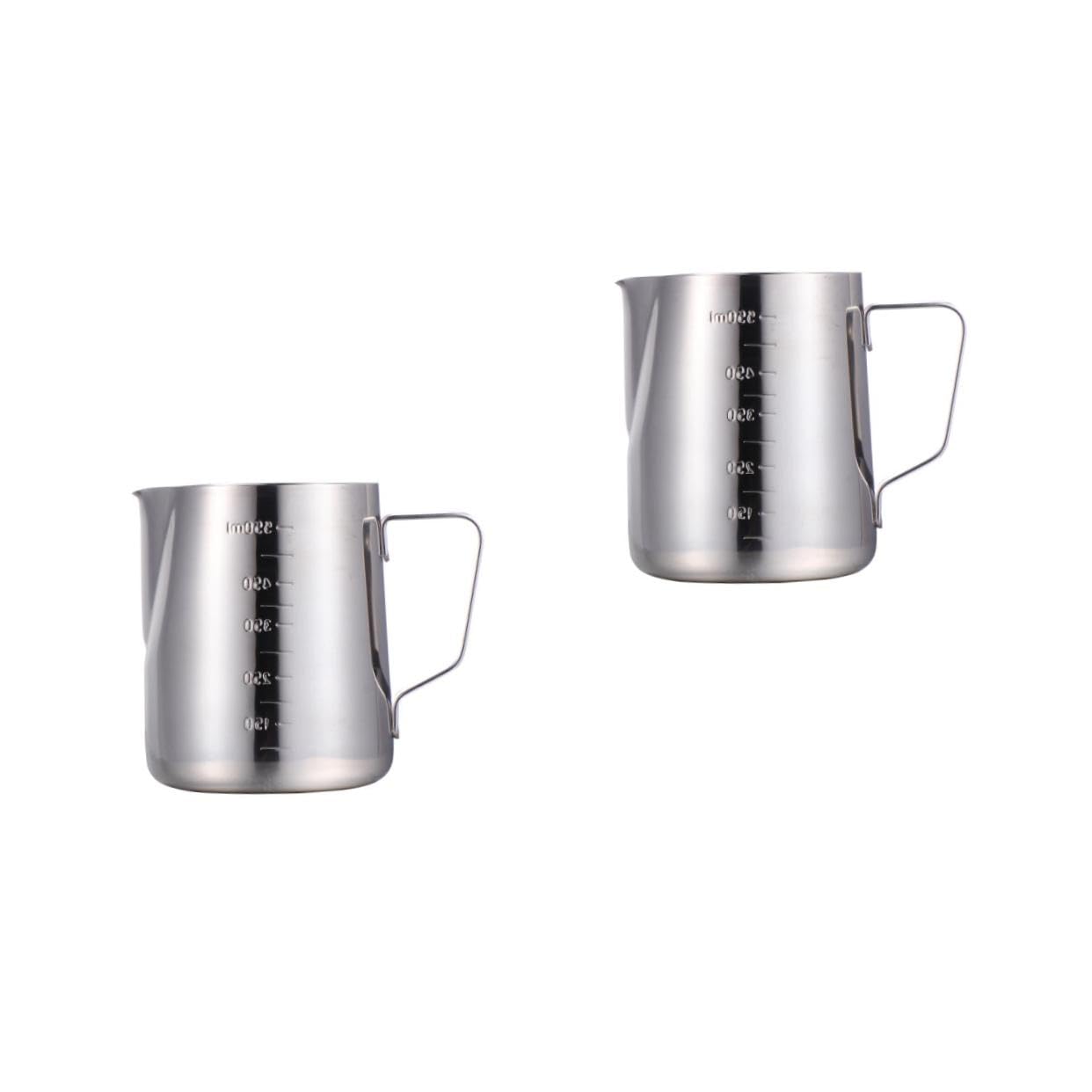 Ciieeo 2 Stck. Messbecher mit Ausguss Praktischer Latte Art Becher für Flüssigkeiten Lebensmittelechter Kaffeekrug mit Komfortgriff für Küche und