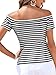 LilyCoco Striped Off The Shoulder Tops for Women Short Sleeve Sexy Fitted Pirate Shirt Stripe XX-Large
