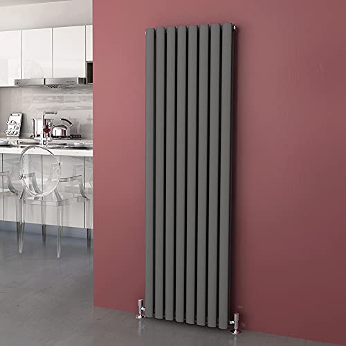 ELEGANT 1600 x 480 mm Modern Vertical Column Designer Radiator Anthracite Oval Double Panel Radiator Heater