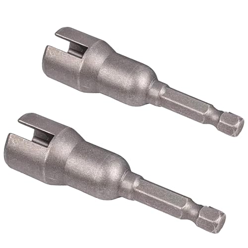 1 Pack 2 Pcs Wing Nut Driver 1/4 Hex Shank Wing Nut Driver Butterfly Hole Socket Wrench For Screws Eye And Panel Wing Nuts. Suitable For Most Cars. (Silvery)