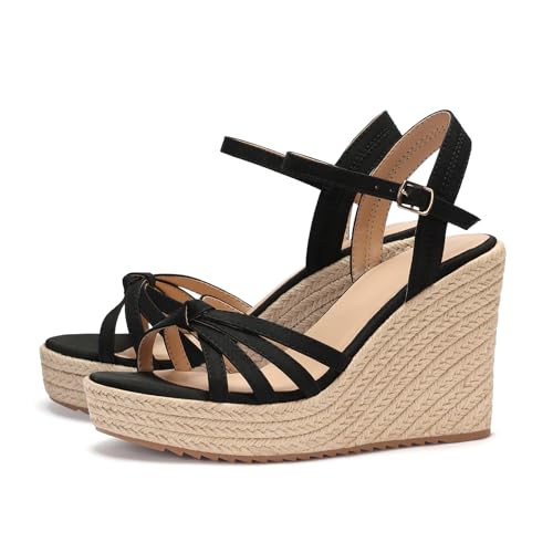 Image of VICKI.VICKI Wedges for Women Platform Sandals Wedge Heels for Sandals Comfortable Summer Espadrille Shoes Ankle Strap&Open Toe
