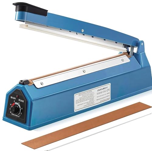 GROWNEER 400mm Impulse Heat Sealer Portable Sealing Machine Balloon Heat Sealer Machine Mylar PP Plastic Bag Sealer Food Film Manual Pressure Sealer