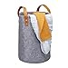 Produktbild Relaxdays Wäschekorb Filz, Tragegriffe aus PU-Leder, 28 l Aufbewahrungskorb Kinderzimmer, Bad, HxD 45 x 30 cm, anthrazit, 10027906_139