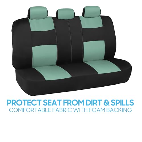Image of BDK PolyPro Mint Green Car Seat Covers for Women Full Set - Front and Rear Split Bench, Easy Install with Two-Tone Accent, Interior Covers for Auto Truck Van SUV