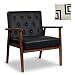 Mid-Century Retro Modern Accent Chair Wooden Arm Upholstered Tufted Back Lounge Chairs Seat Size 24.4" 18.3" (Deep)