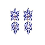 Met-edianger Royal Blue Rhinestone Drop Dangle Earrings Cluster Earrings Fancy Crystal Leaf Dangling Earrings for Women
