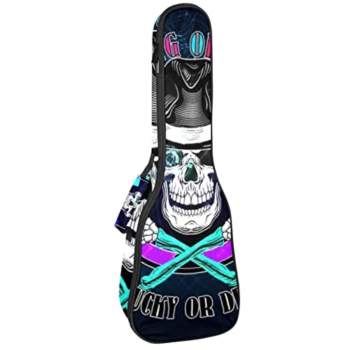 Sac ukulélé ténor étanche avec housse rembourrée style tête de mort néon pour concert