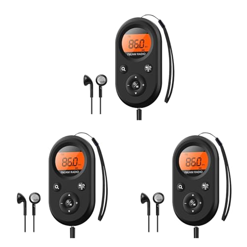 Radio de poche AM/FM pour randonnée et camping avec écouteurs stéréo