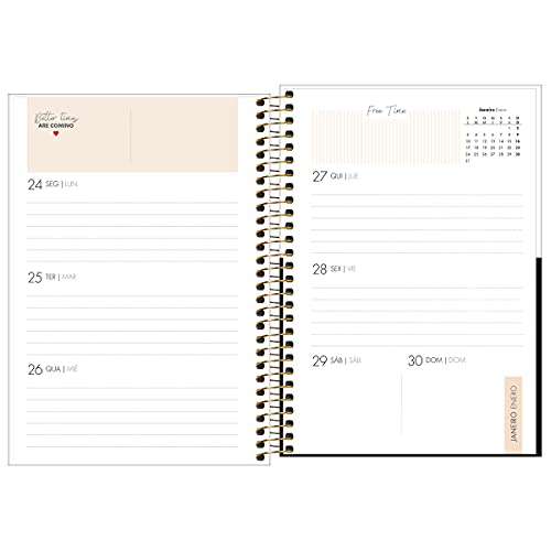 Planner Espiral 12,9 x 18,8 cm West Village 2022 - Estampa Fundo branco com poá - Tilibra
