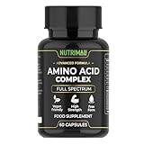 Amino Acid Supplements – Full Spectrum All BCAA, EAA + Vitamin C & Botanical Blend – High Strength, Free Form – 60 Vegan Capsules | by NutriMali