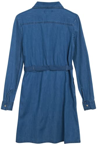 Dkny Girls' Jean Dress - Button Down Denim Jumper Dress (7-16), Size 7, Medium Wash/Tie #TOP1