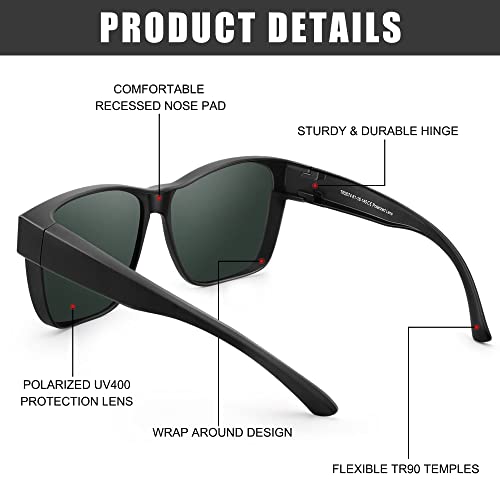 Image of Polarized Sunglasses Fit Over Glasses for Women Men | Oversized Square Sun Glasses UV400 Protection