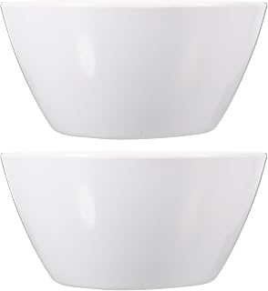 2pcs White round Rice Soup Bowls for Daily Use, Easy Clean | Small Portion Serving, Ramen and Seasoning Use, Buffet Service, Party Ready, Smooth Surface