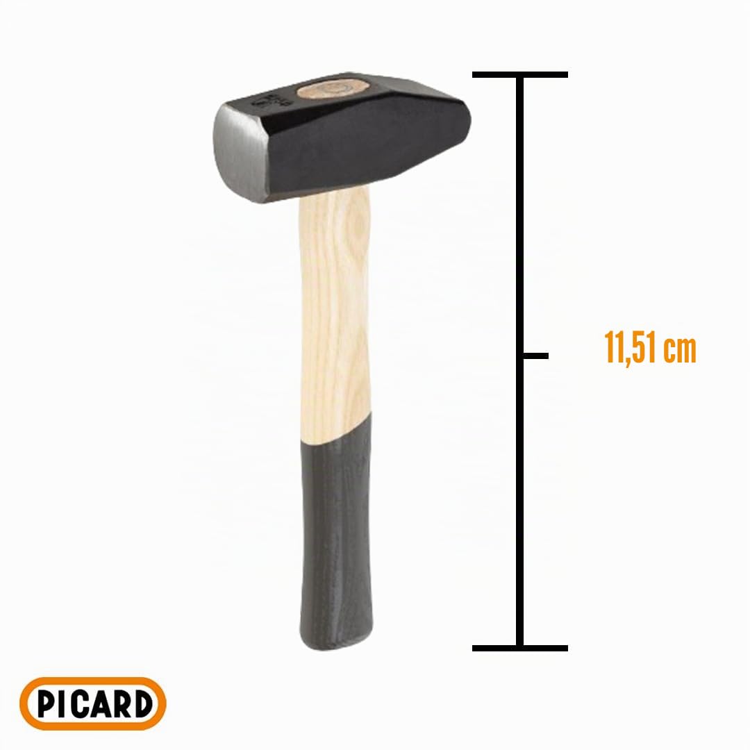 PICARD Marteau forgeron, forme courte, no. 1c ES, 1.250 g | Maillet forgé avec manche en frêne | Marteau robuste en acier spécial PICARD | Robustesse & précision pour la forge