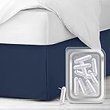 Empyrean Bedding Bed Skirts Queen - Queen Bed Skirt with 8 Pins - Dust Ruffles for Queen Beds – Microfiber Bedskirts Queen Size - Queen Bed Skirt 14 Inch Drop – Navy Blue