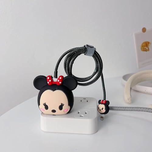 Image of Cartoon 3D Design Protective Case Compatible with Apple 18W - 20W USB-C Power Adapter Charger, Protective Cover for iPhone 18W & 20W Power Adapter Charger with Wire Saver. (Minnie-Mouce)