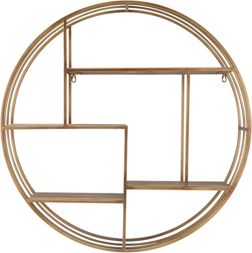 Round Decorative Wall Shelf with Rustic Bronze Finish – Metal