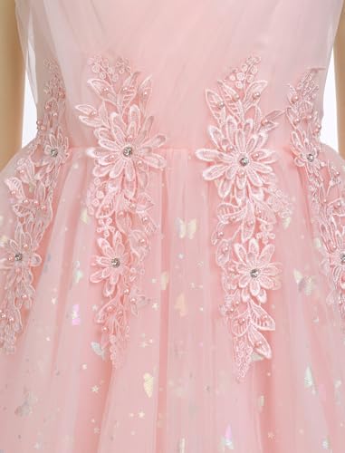 IDOPIP Flower Girl Sequin Butterfly Dress for Kids Wedding Pageant Party Long Gown Princess Birthday Handkerchief Tulle Dress4
