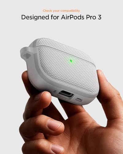 Image of Spigen for AirPods Pro 3 Case, Classic Fit Compatible with AirPods Pro 3rd Generation Case (2025), Premium Fabric Cover with Carabiner - Heather Gray