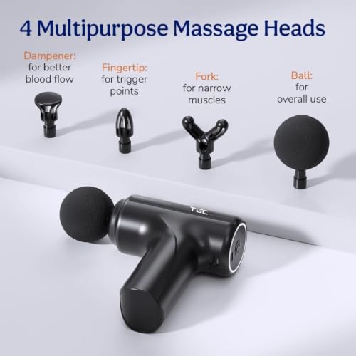 Image of Massage Gun For Pain Relief Deep Tissue - Portable Handheld Body Massager for Muscle Recovery & Pain Relief - 6 Speed Levels, 4 Specialized Heads for Back, Legs & Athletes 1 Month Warranty (Multicolour)