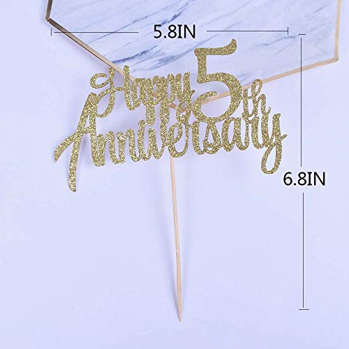 Yuinyo 5Th Anniversary Party Decoration Gold Glitter 5Th Happy Anniversary Cake Topper - Forever 5 Party Favors 5Th Anniversary Party #TOP6