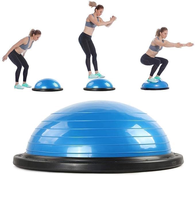 Half Ball Balance Trainer - Yoga Exercise Fitness Platform for Stability Training with 2 Resistance Bands - Core Workout - Includes Pump (Color- As Per Availability)-image-40