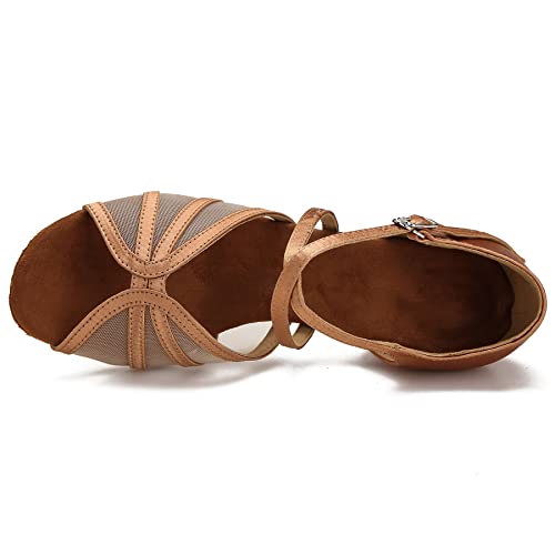 Image of Low Heel Ballroom Dance Shoes Women Latin Salsa Practice Dancing Shoes 1.5 Inch Heel ZB14